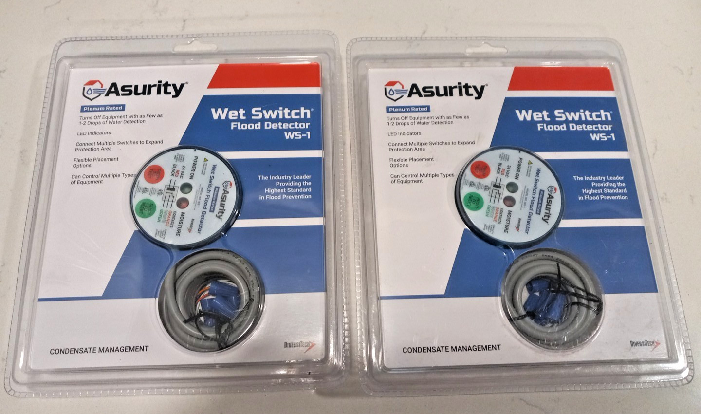 (Lot of 2) DiversiTech Asurity WS-1 Wet Switch Flood Water Detector WS 1 New