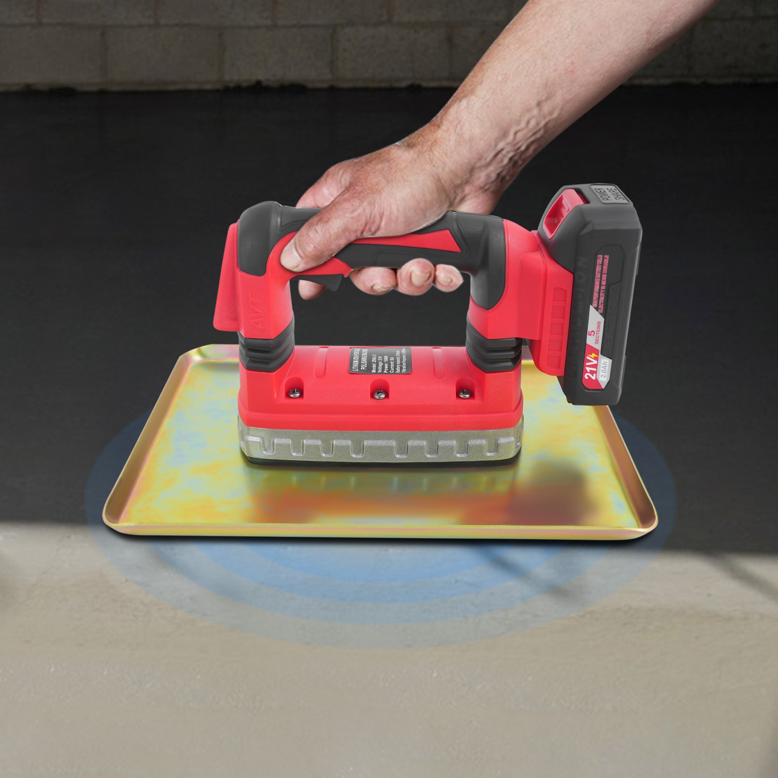 Cordless Concrete Flat Plate Vibrator – Lightweight & Efficient Troweling Tool.