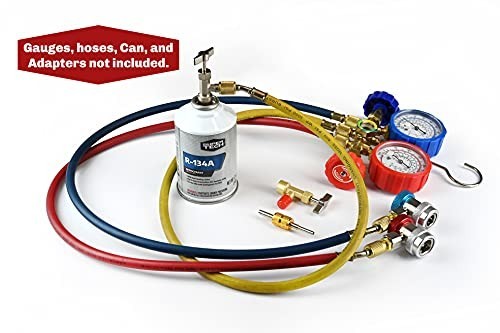 R134A AC Adapter Fitting Kit Self Sealing Single Puncture Can Tap Valve Core