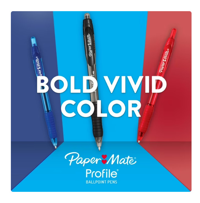 Paper Mate Profile Retractable Ballpoint Pens, 1.4 mm Bold Point, Black, 8 Count