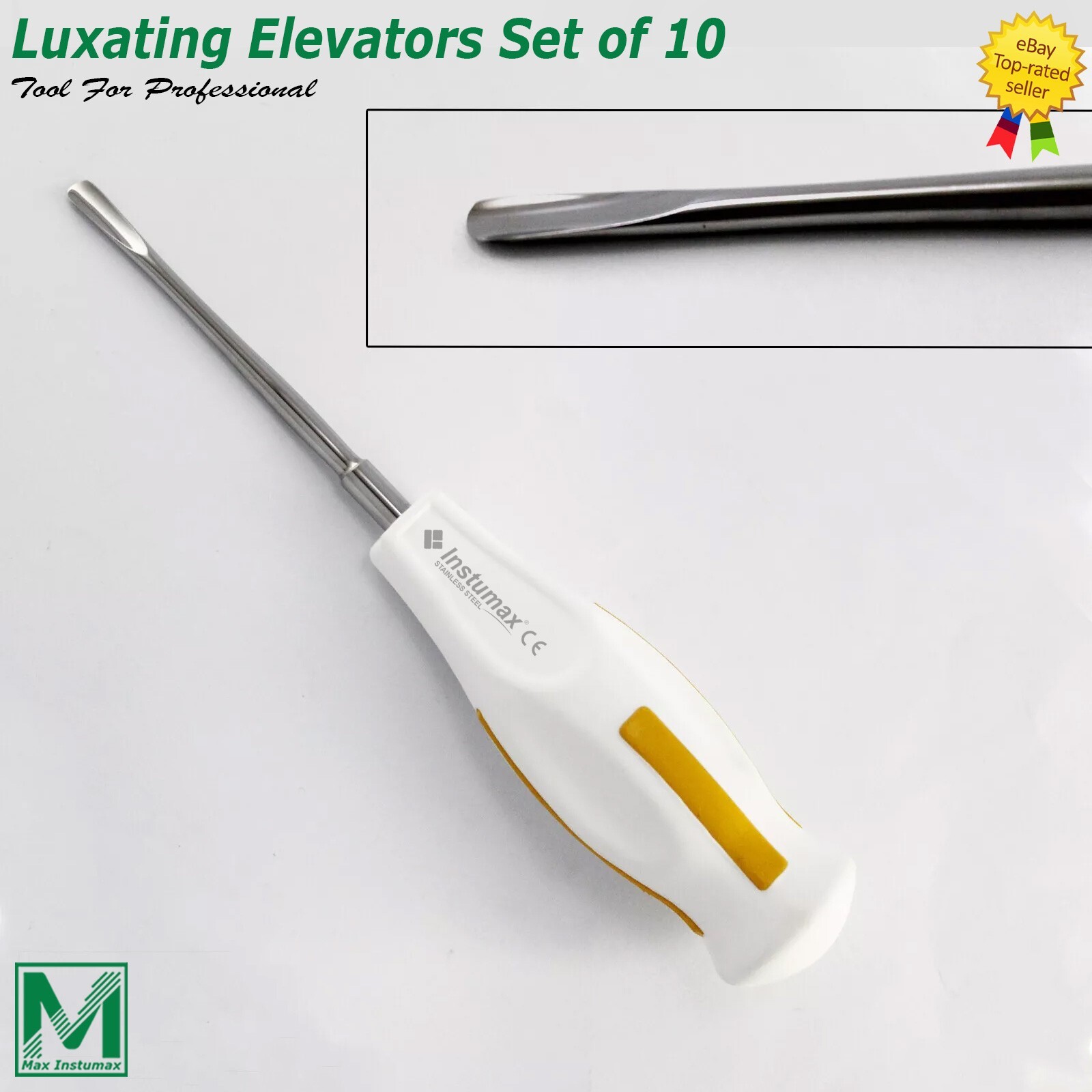 10 Pcs white Dental Root Elevators Oral Surgery PDL Luxating Tooth loosening