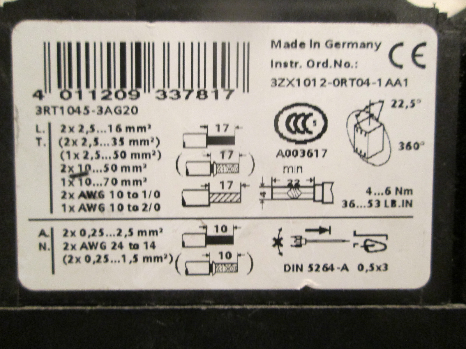 SIEMENS 3RT1045-3AG20 **USED**