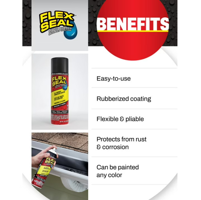 3 Pack Flex Seal Aerosol Liquid Rubber Sealant Coating, White, 14 oz