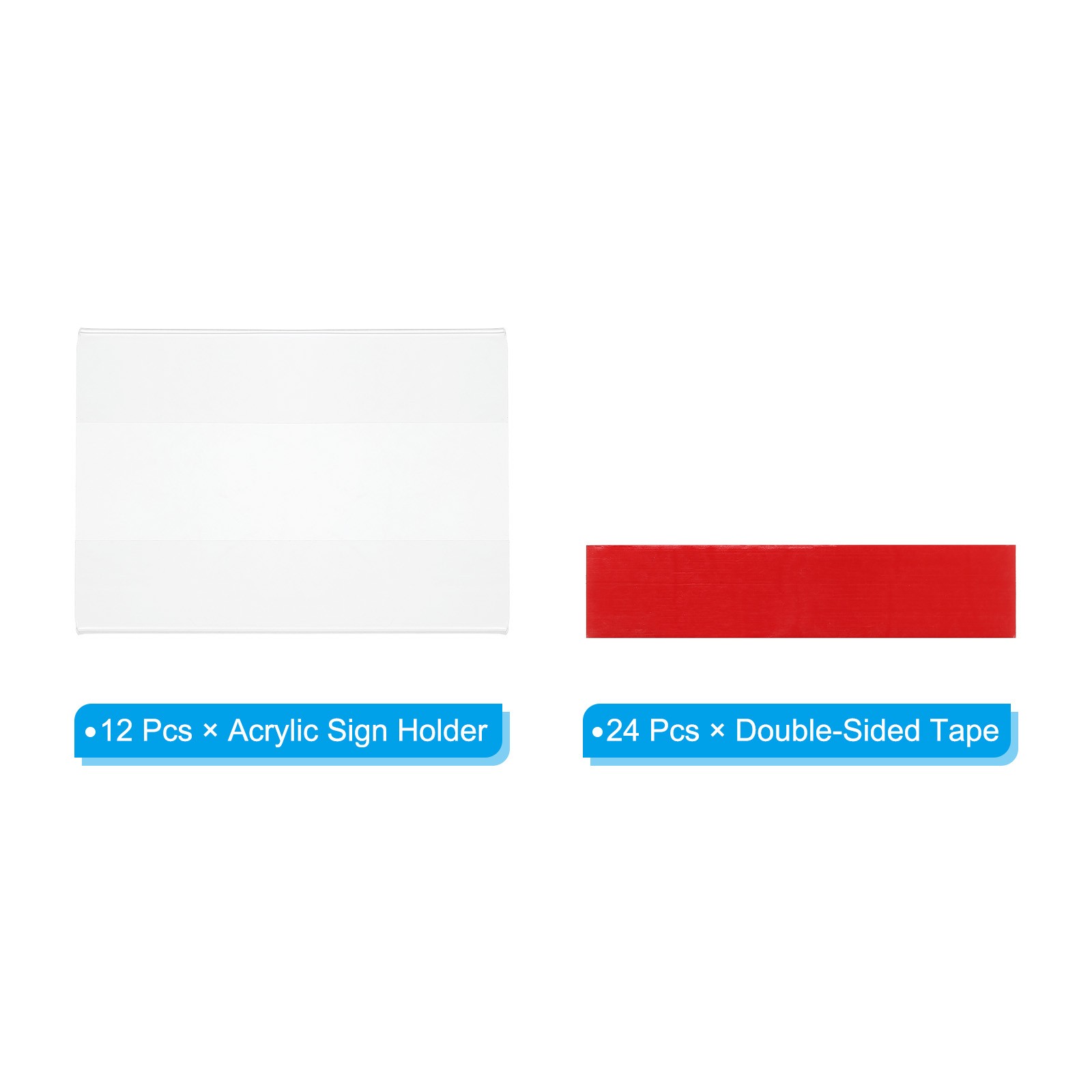 12Pcs 2.5×3.5″ Wall Mount Acrylic Sign Holder with Tape for Office, Clear