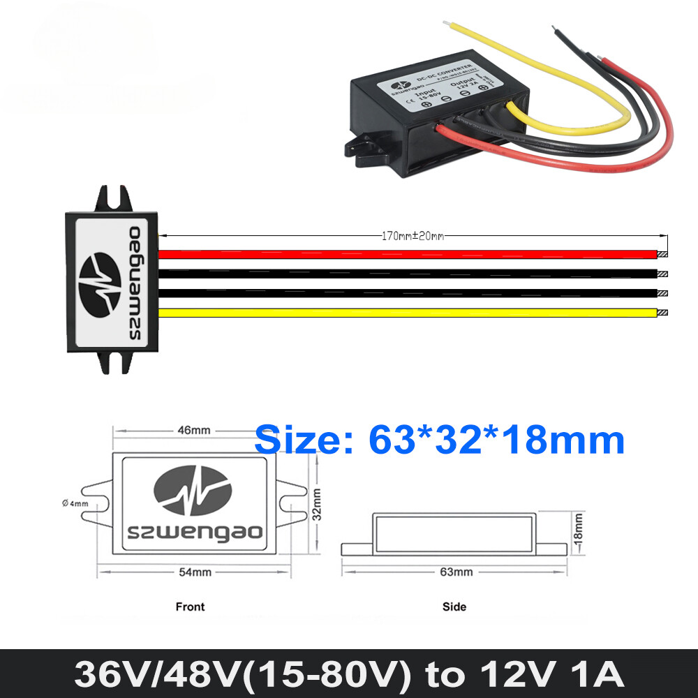 36V 48V to 12V 50A 60A 80A 100A DC Step Down Converter Buck Regulator Golf Cart