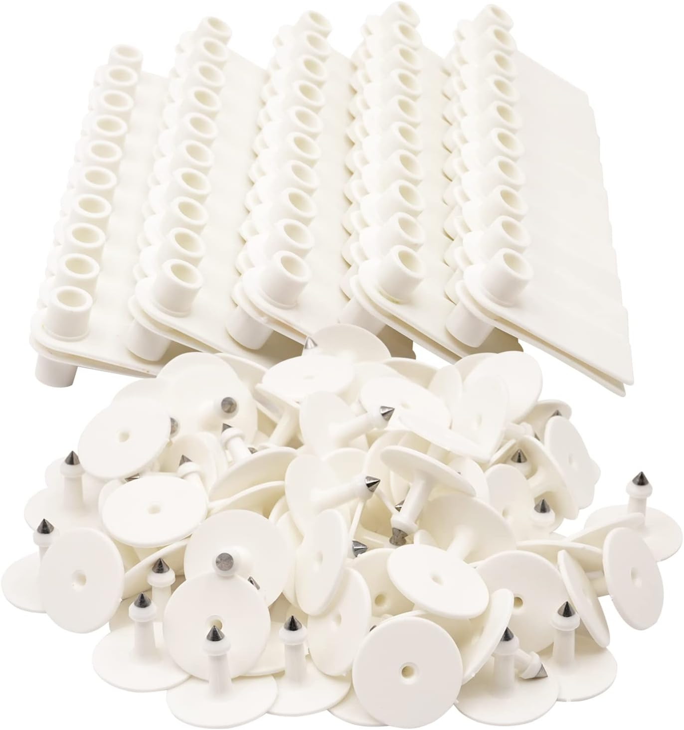 100 Blank Livestock Ear Tags for Goat, Sheep, Cattle, and Pigs (White)