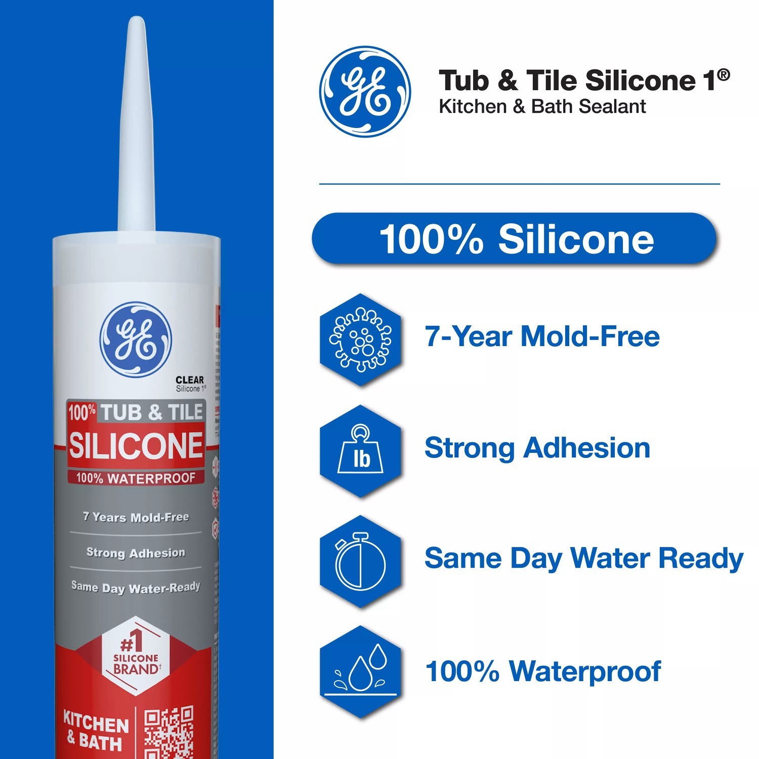 4 Pack GE Silicone 1 Tub & Tile Sealant White 10.1 fl oz Cartridge Box New