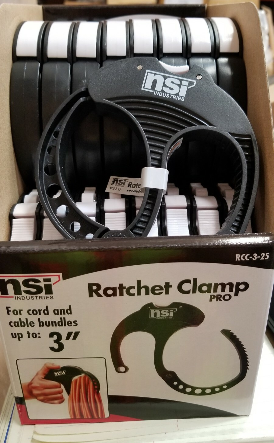 🔴(LOT 0F 25) NSi RCC-3-25 Large Ratcheting Cable Clamp 1-3″ Black‼️