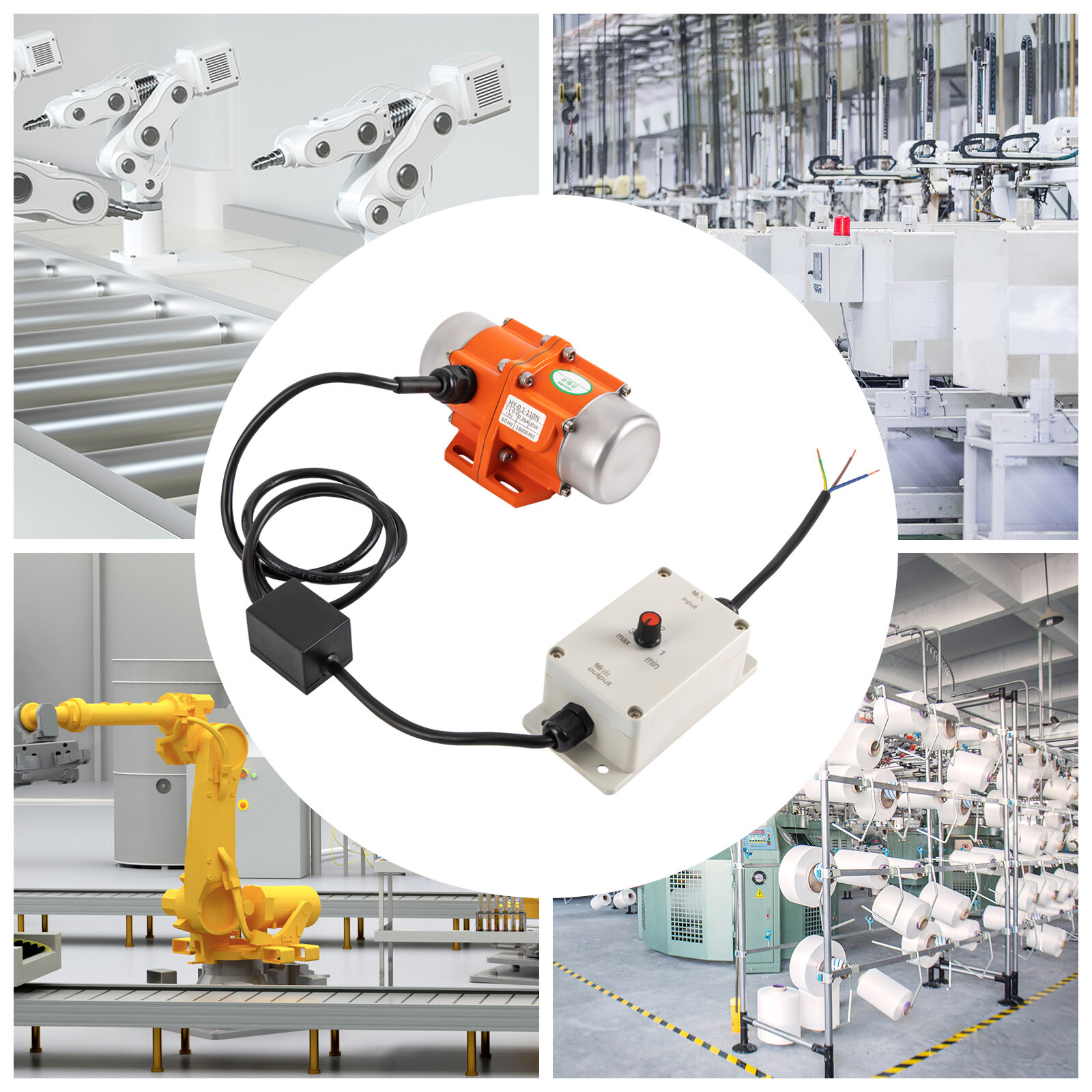 30W Vibration Motor AC Vibrating Asynchronous Motor w/ Speed Controller 3600RPM