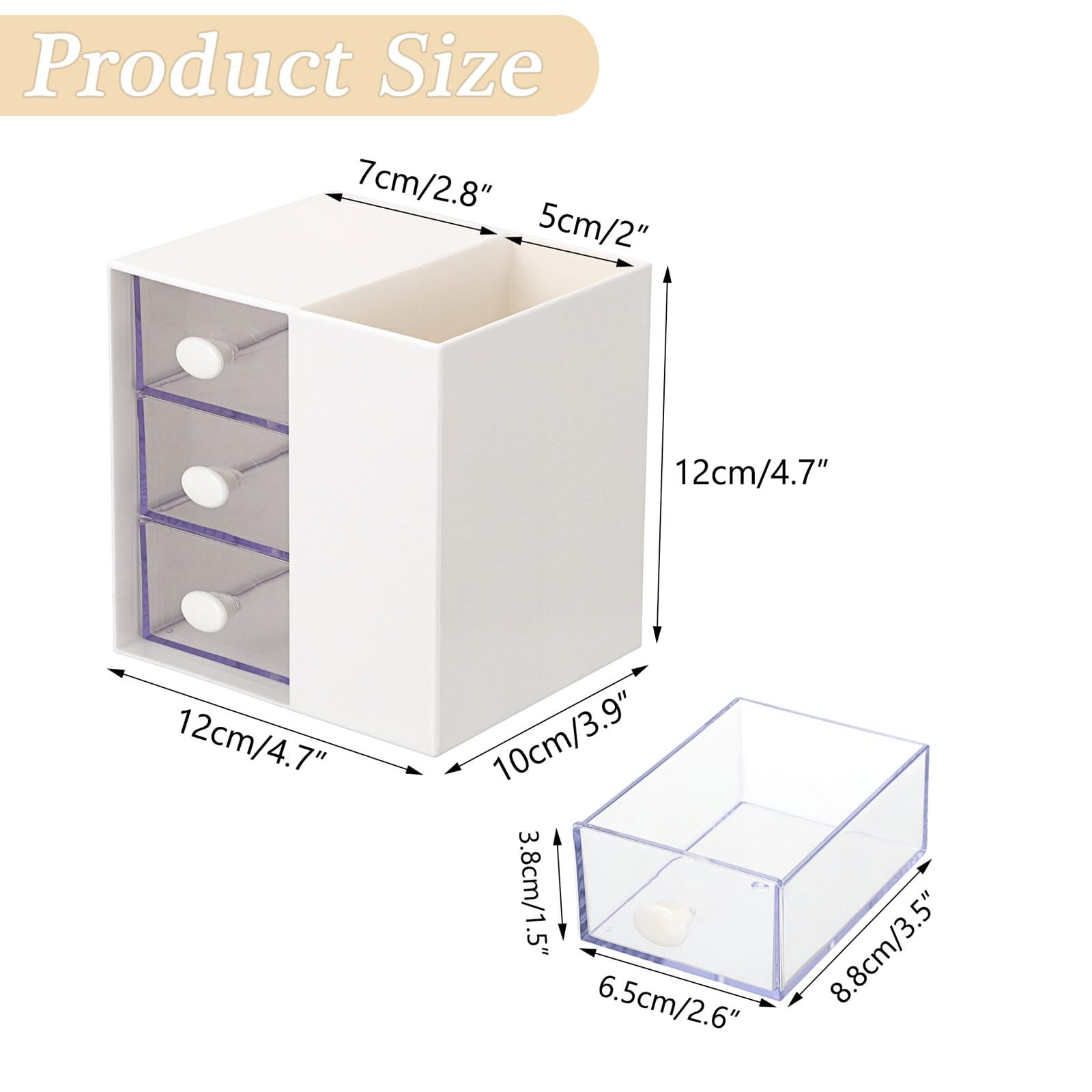GUSHBIN Hair Accessories Organizer with Brush Holder 3-Layer, White