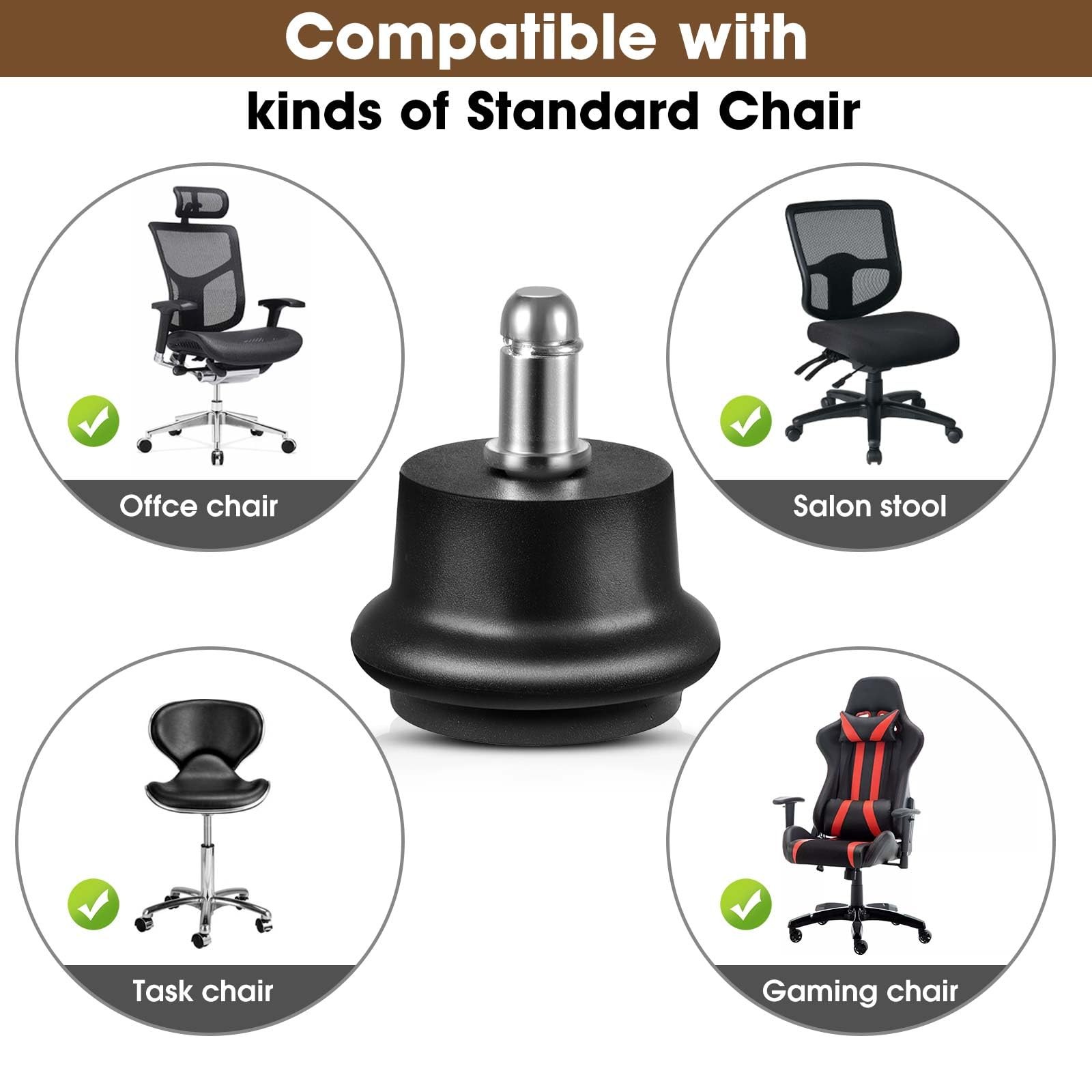 Bell Glides for Office Chair Legs Replace Wheels with Fixed Stationary Castor…