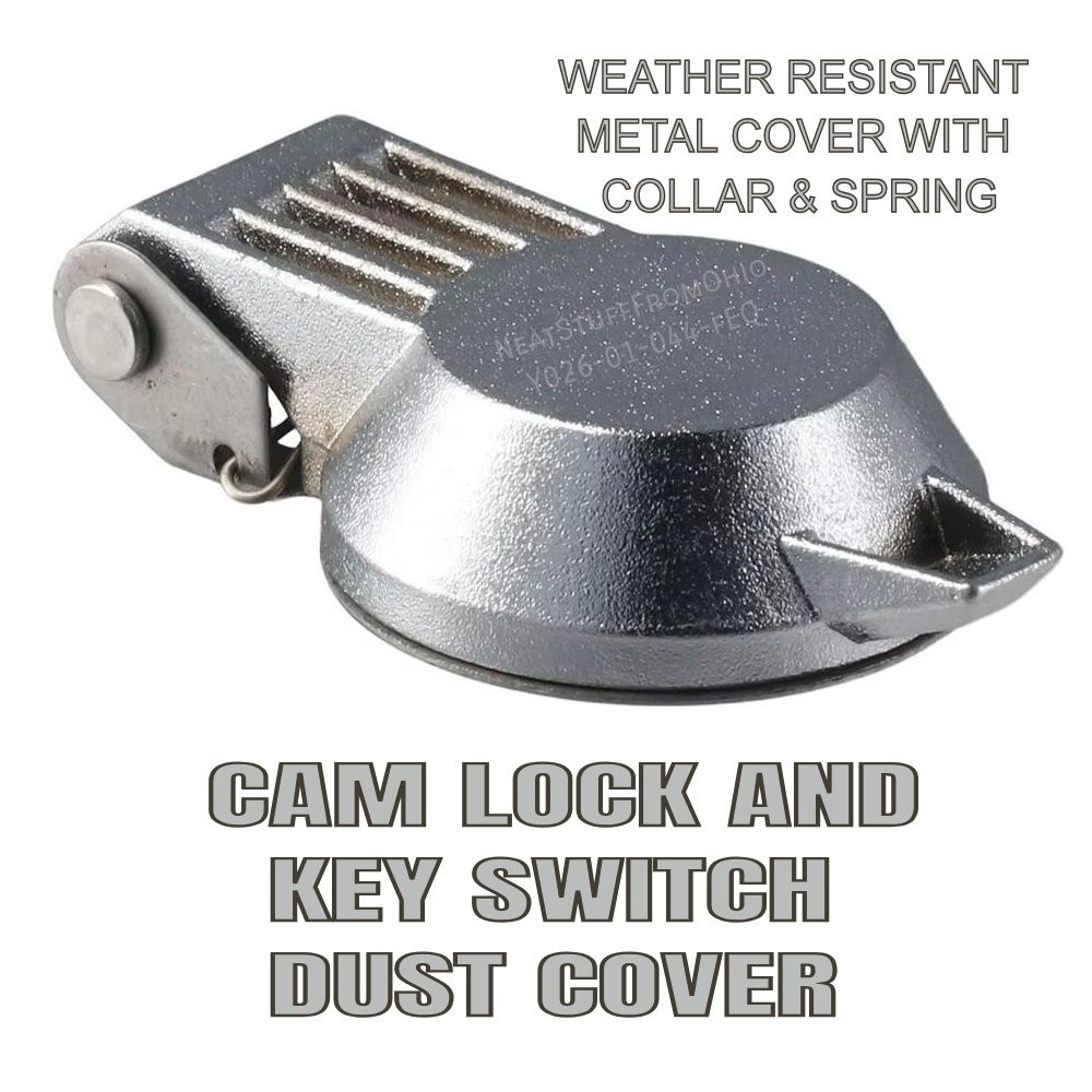 CAM LOCK DUST COVER – KEY SWITCH COVER, WEATHER RESISTANT, METAL, ZINC PLATED