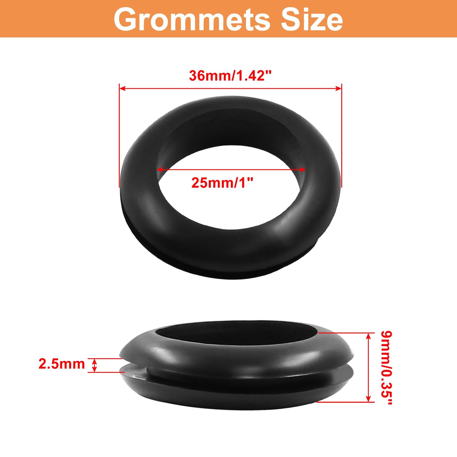 12 Pcs 25mm Rubber Grommets, 1 Inch Inside Diameter 1 Inch Drill Hole Rubber Hol