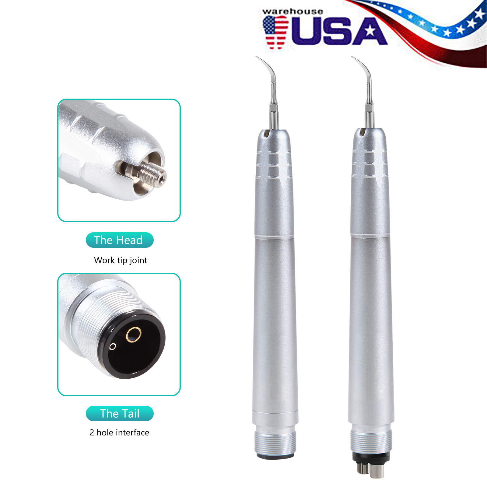 Dental Ultrasonic Air Scaler Handpiece Hygienist 2Hole/4Hole With 3 Tips USA