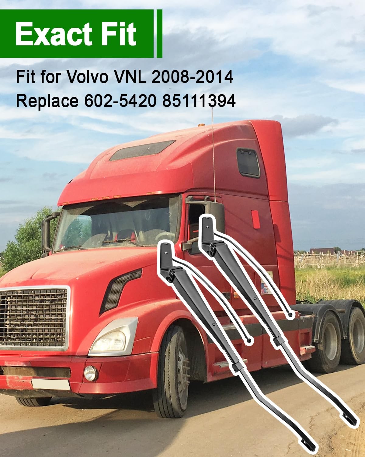 Volvo VNL 20 Front Windshield Wiper Arms 602-5420 2 Pcs Replacement Wiper Arm