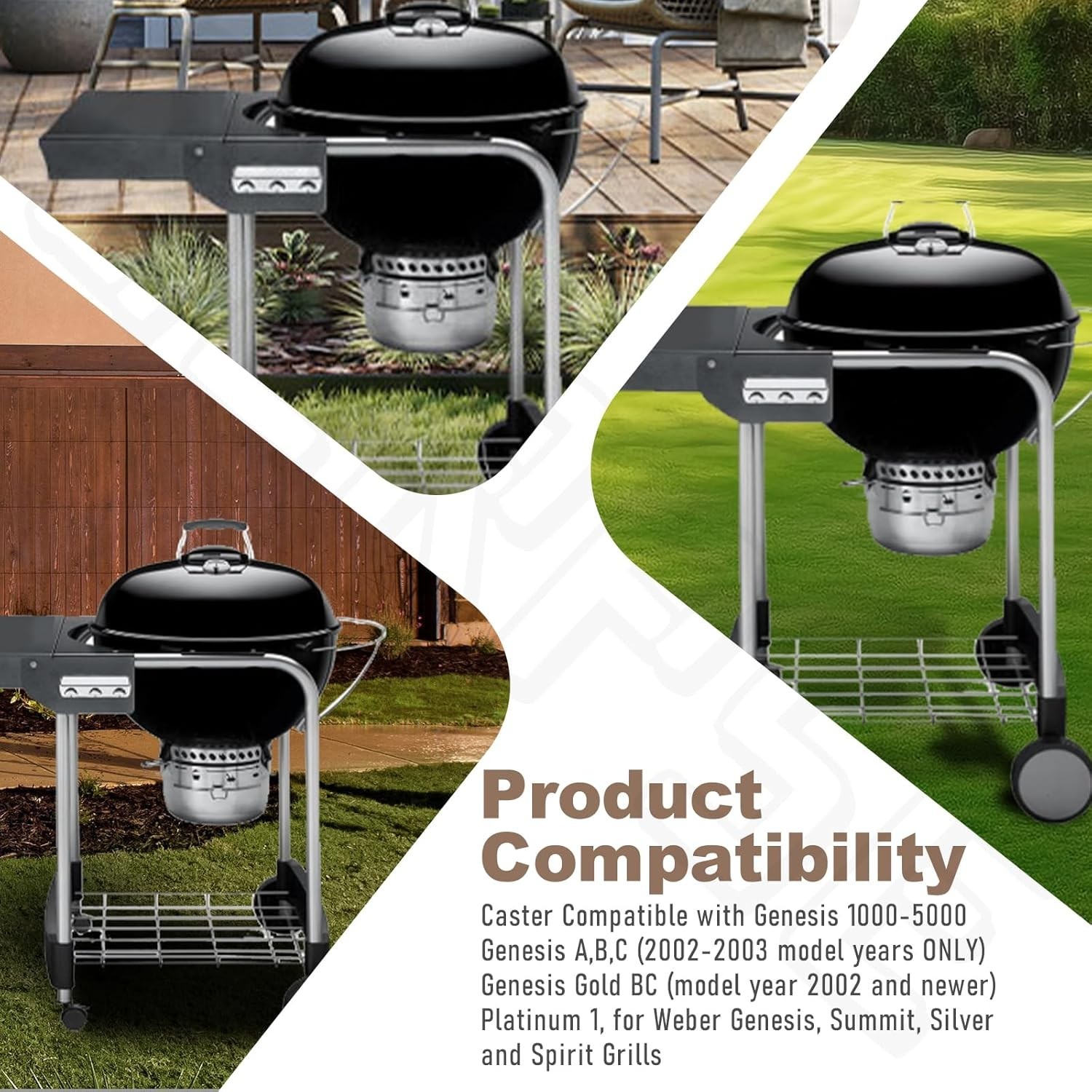 Multi-Surface Gas Grill Caster Wheels with Locking Feature – Fits Weber Models