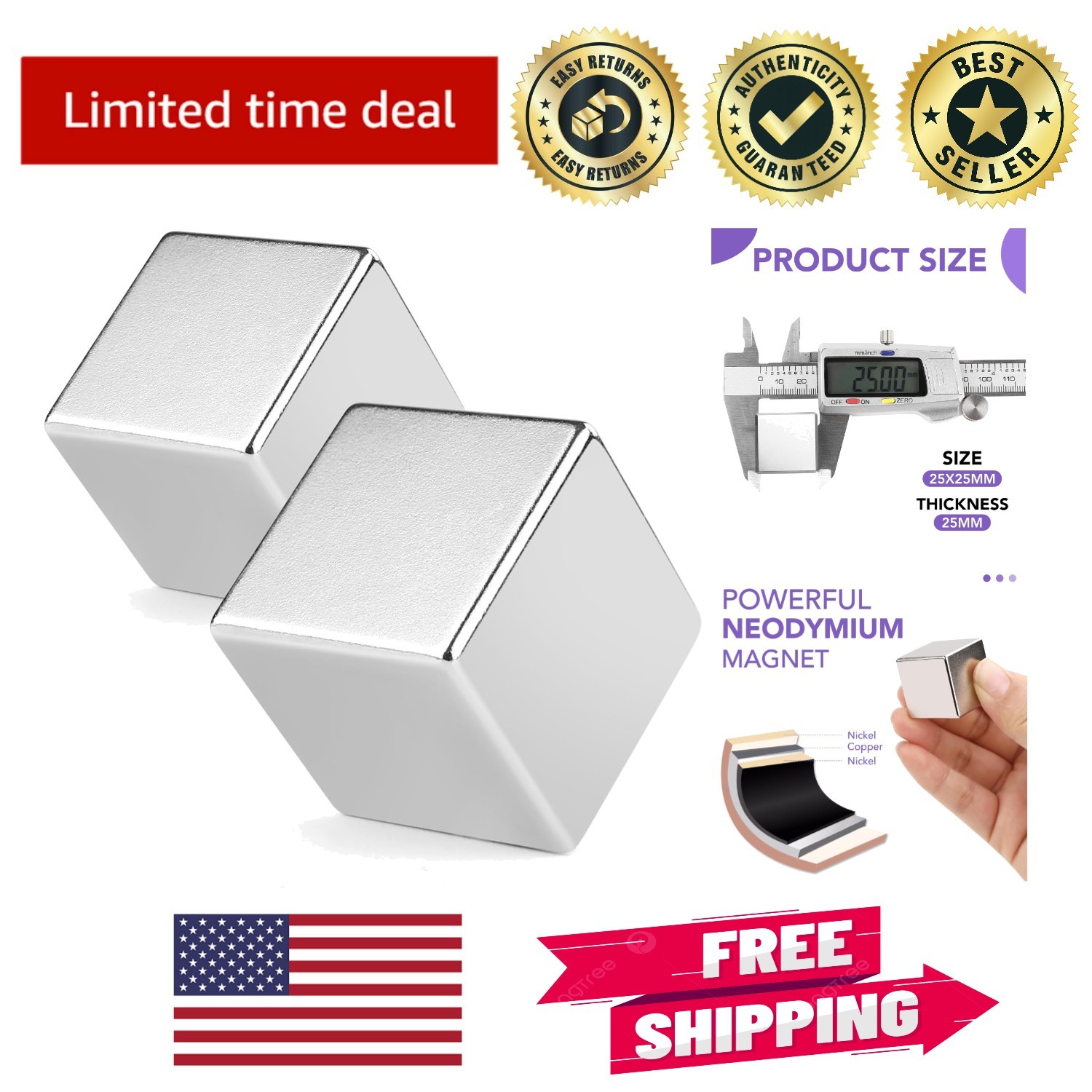 Versatile 25mm Neodymium Magnets – Permanent Strong Hold for Crafts and Science