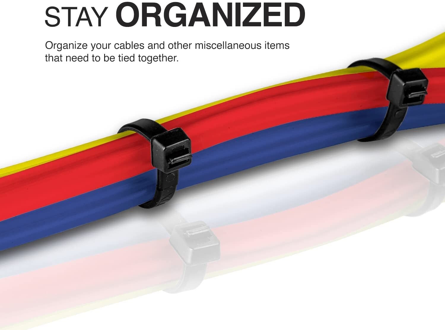 200 Strong Cable Wire Zip Ties 50lb Strength USTC Polyamide Black 8″ 188mm
