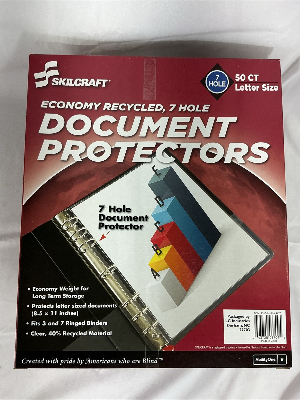 500 Count Skilcraft 7 Hole Document Protectors 8.5″ x 11″ Sheet 10 Boxes Of 50