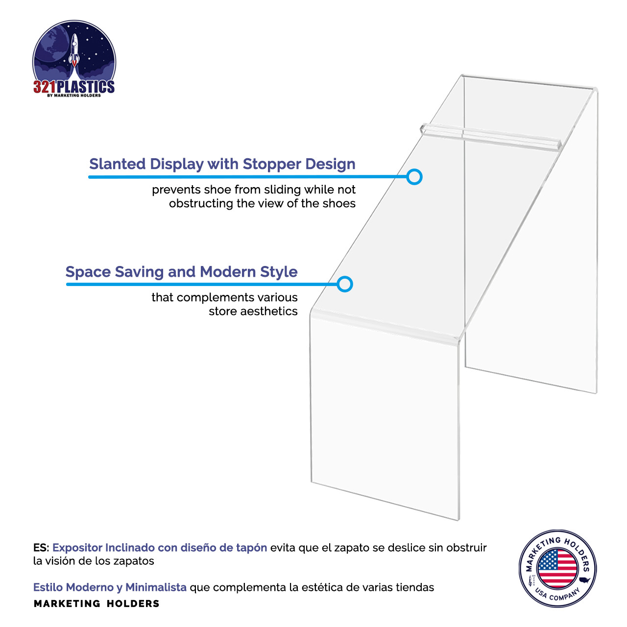 4″ x 9″ High Shoe Riser Clear Slanted Footwear Pedestal Display Stand
