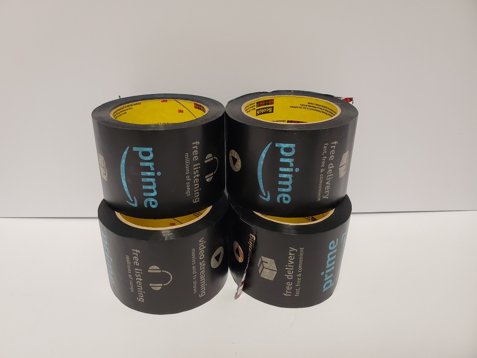 LOT OF 4 Scotch 3M AMAZON PRIME PACKING TAPE 3 Inch x 165 FT SELF ADHESIVE NEW