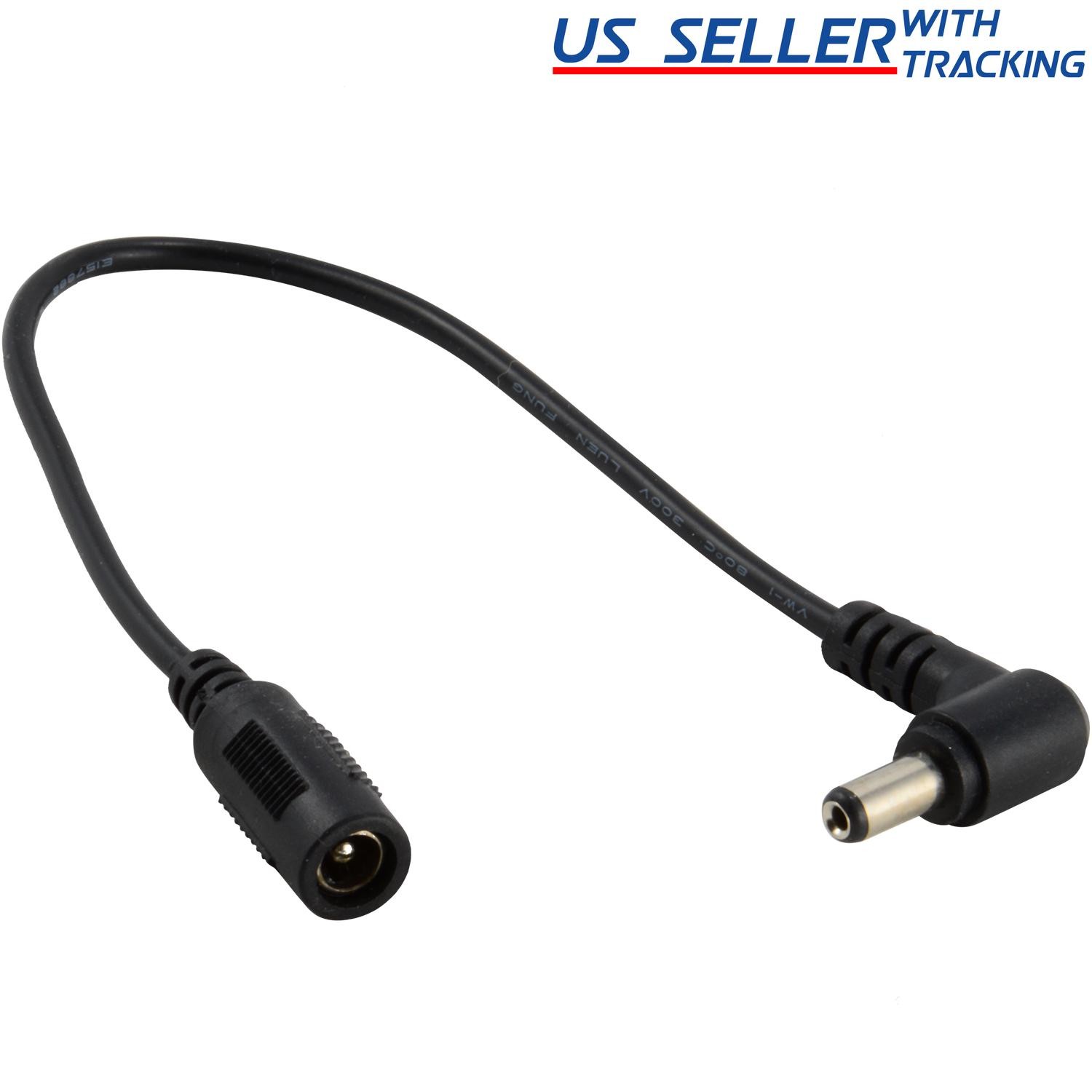 DC Power Right Angle Adapter Cable Cord 5.5mm x 2.1mm Male to Female Barrel Jack
