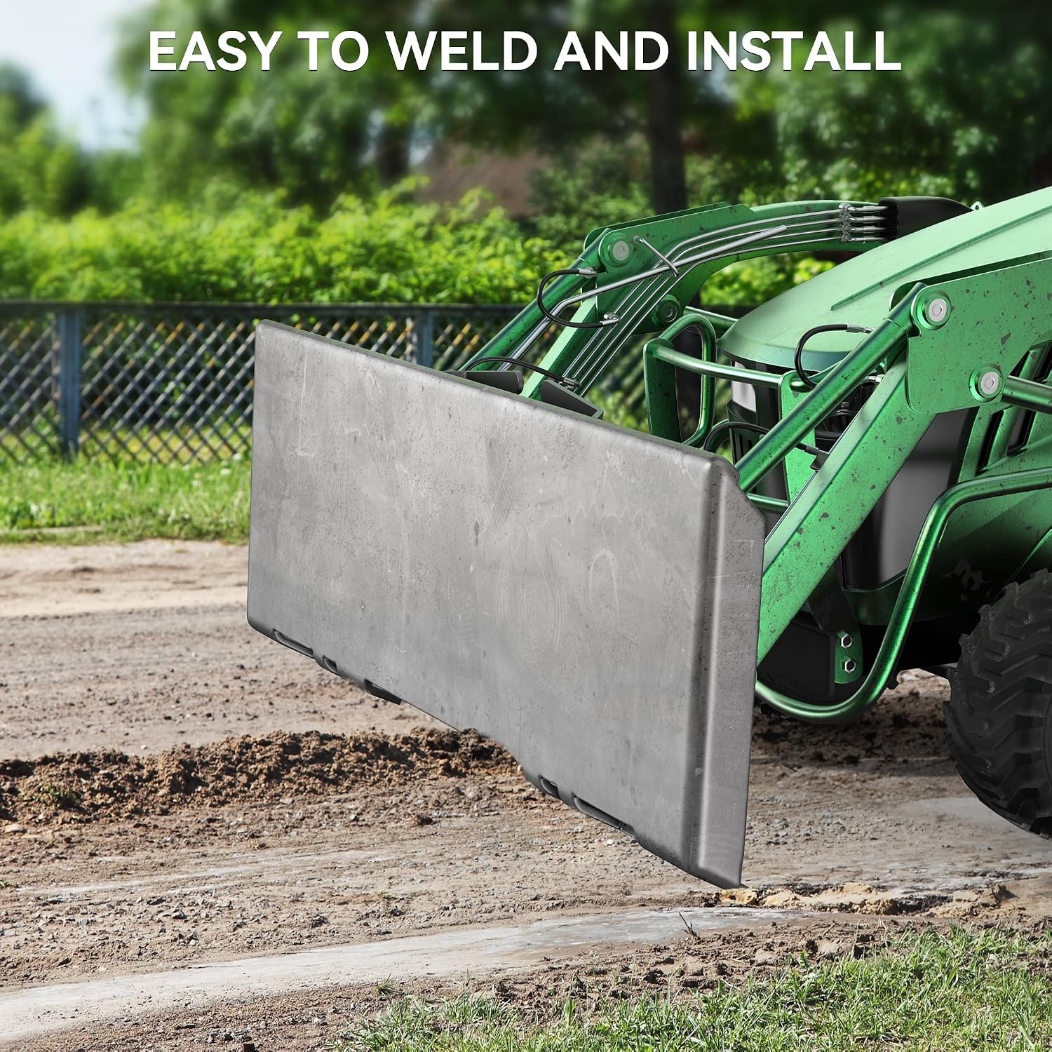 Durable 3/8″ Skid Steer Mounting Plate for Kubota & Bobcat Tractors – Black