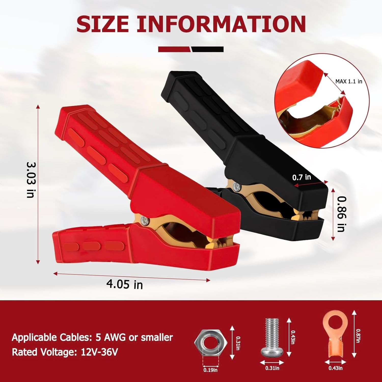 Jumper Cable Clamps 1 Pair, Battery Pure Copper, Charger…