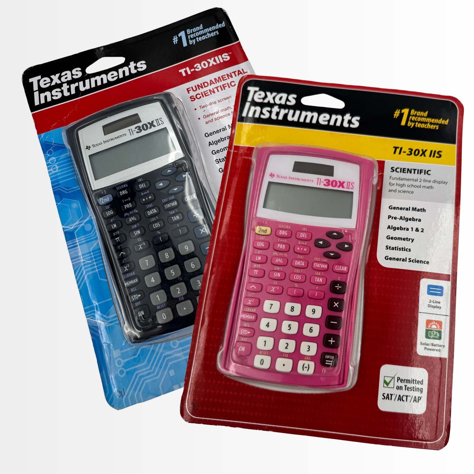 Texas Instruments TI-30XIIS Scientific Calculators 2-Pack Black Pink Sealed