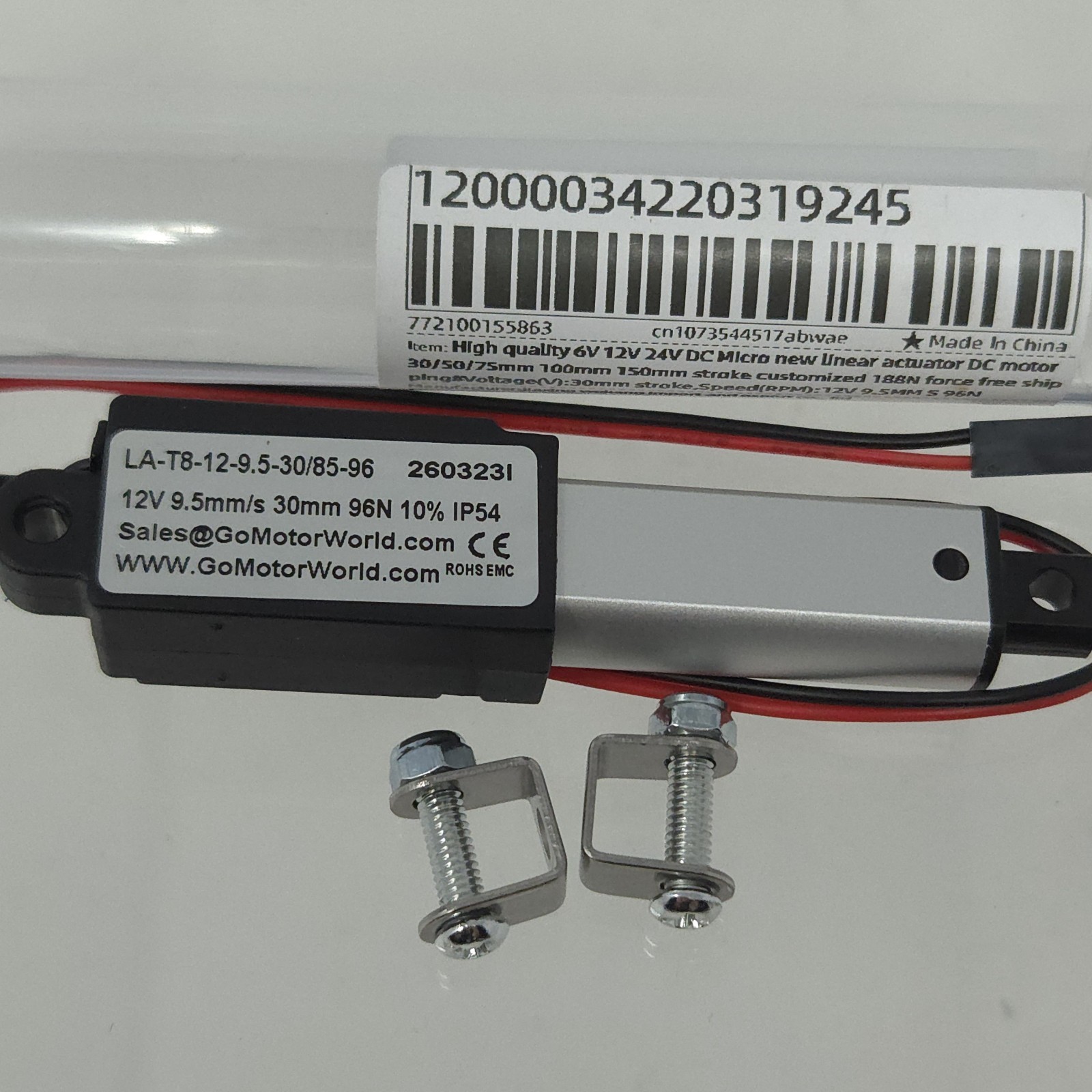 DC 12V 9.5mm/s 30mm 96N Mini Micro Linear Actuator Fast Speed 6 inch