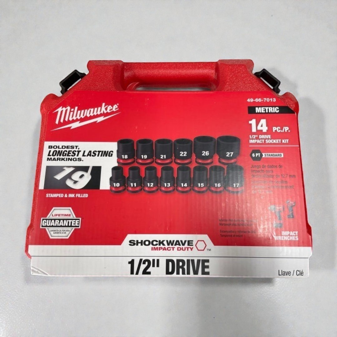 Milwaukee 49-66-7013 SHOCKWAVE impact Duty 1/2″ Drive Metric 6pt Socket Set 14PC