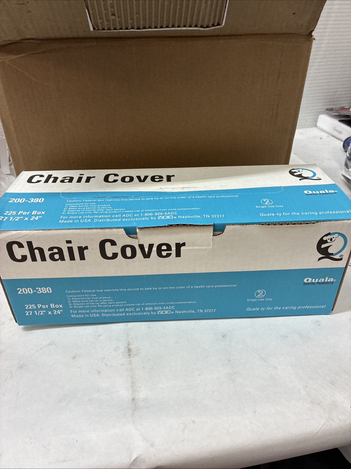 quala dental products. Dental chair covers 200-380. 225 Pack 27-1/2” X 24”