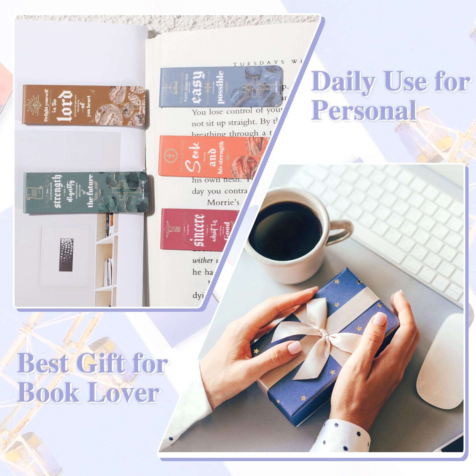48 Pcs Bible Verse Magnetic Bookmarks Christian Page Markers 24 Styles