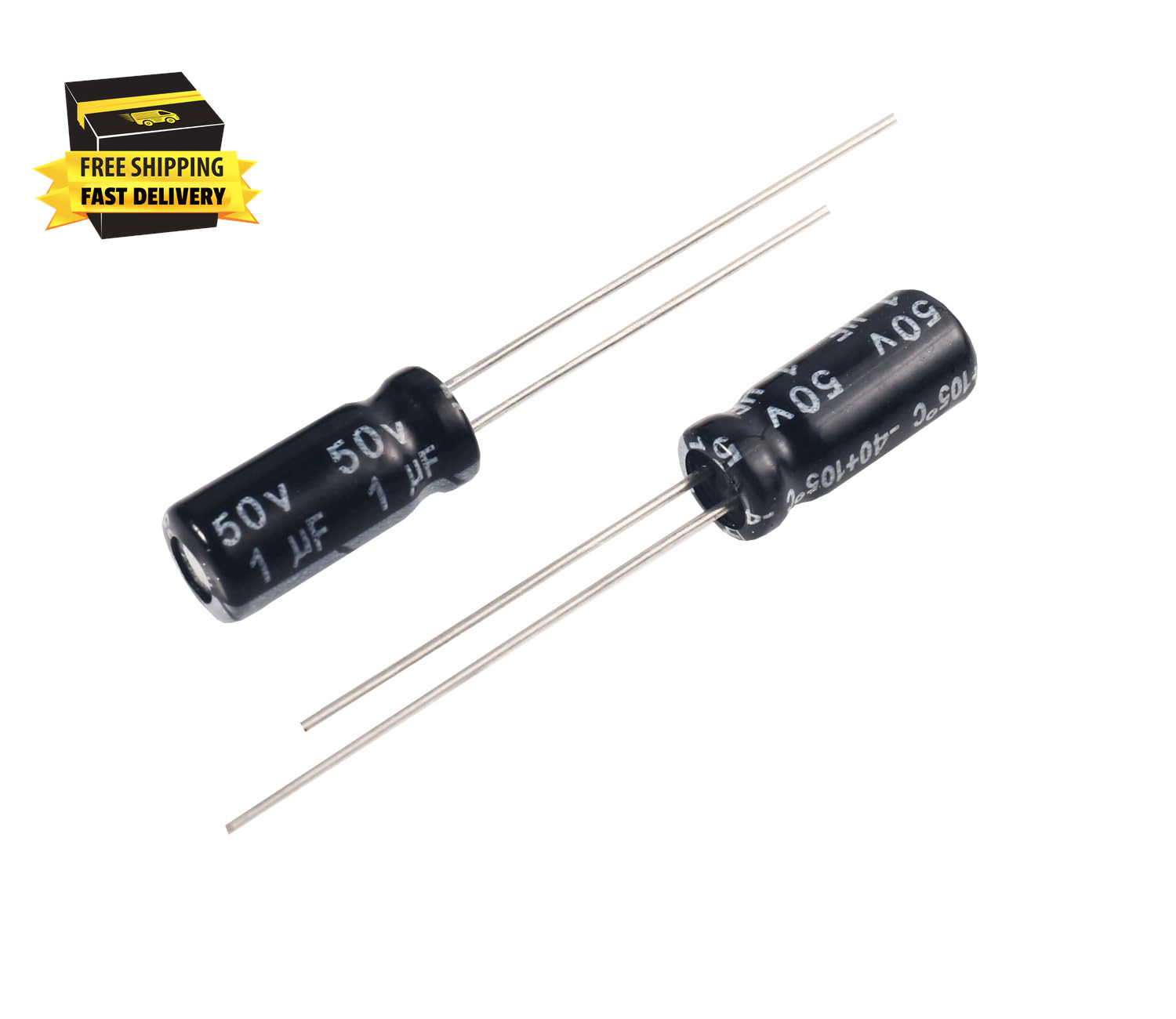 1Uf 50V 5 * 11Mm 20Pcs Electrolytic Capacitor 1 Uf MFD 50 Volt 0.2 * 0.43In Alum