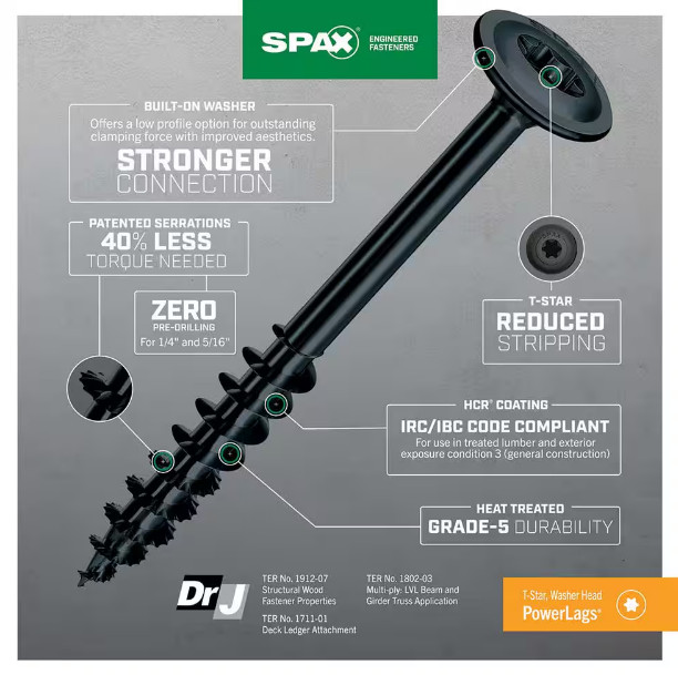 (Pick Size) SPAX Power Lag Structural Exterior Construction Washer Screw 50 qty