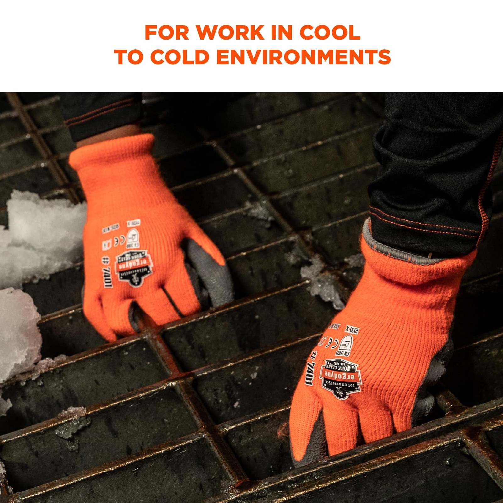 Ergodyne ProFlex 7401 Coated Winter Work Gloves, Latex Coated Palm, Thermal
