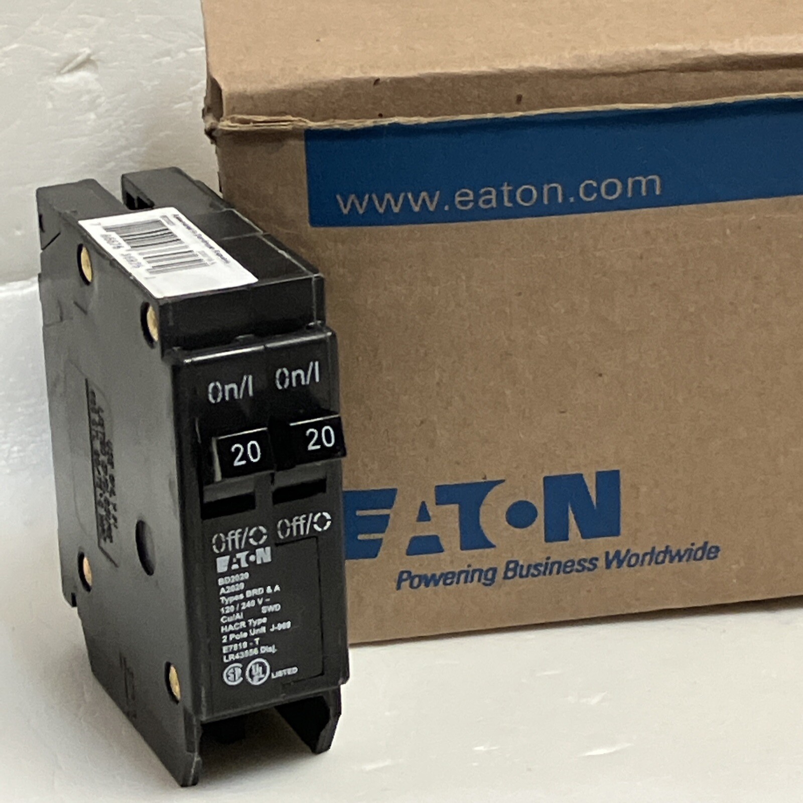 Eaton Cutler-Hammer BD2020 BR2020 Breaker W/O Rejection Clip 20/20 Amp 120V ~NEW