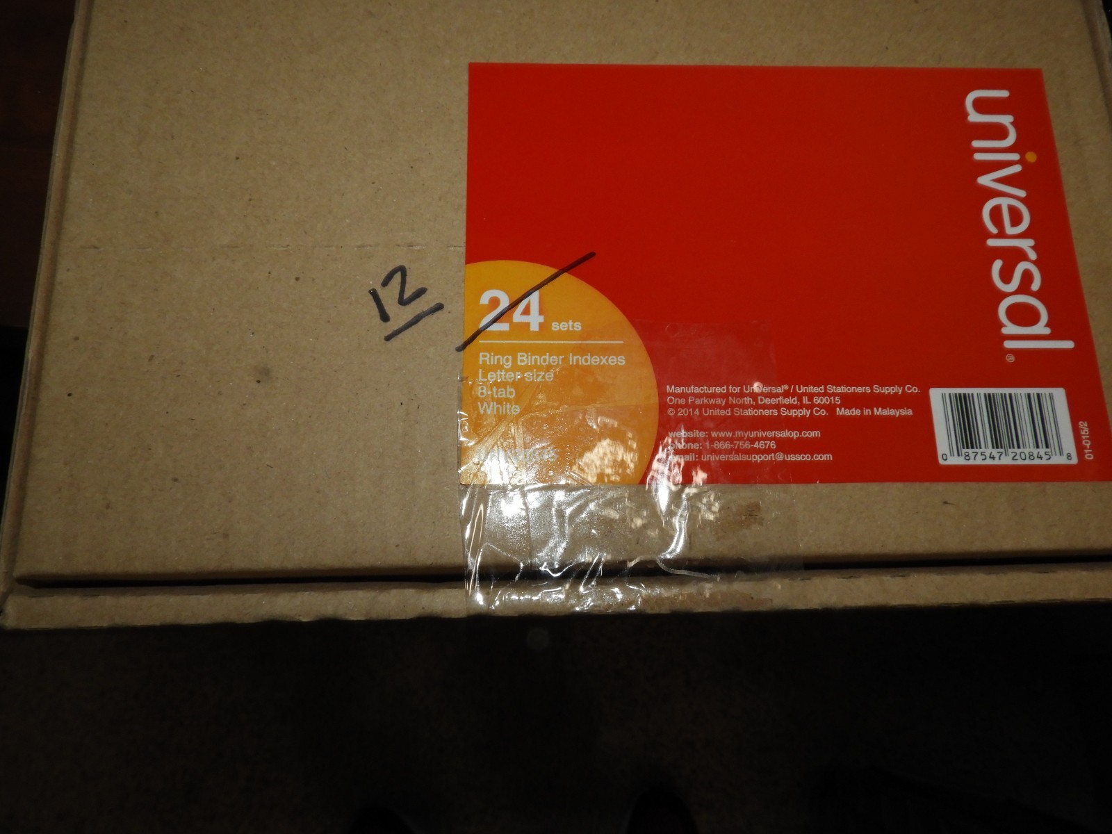 60 sets, Universal 3 Ring Binder 8-Tab Indexes, Letter, White, NEW in boxes