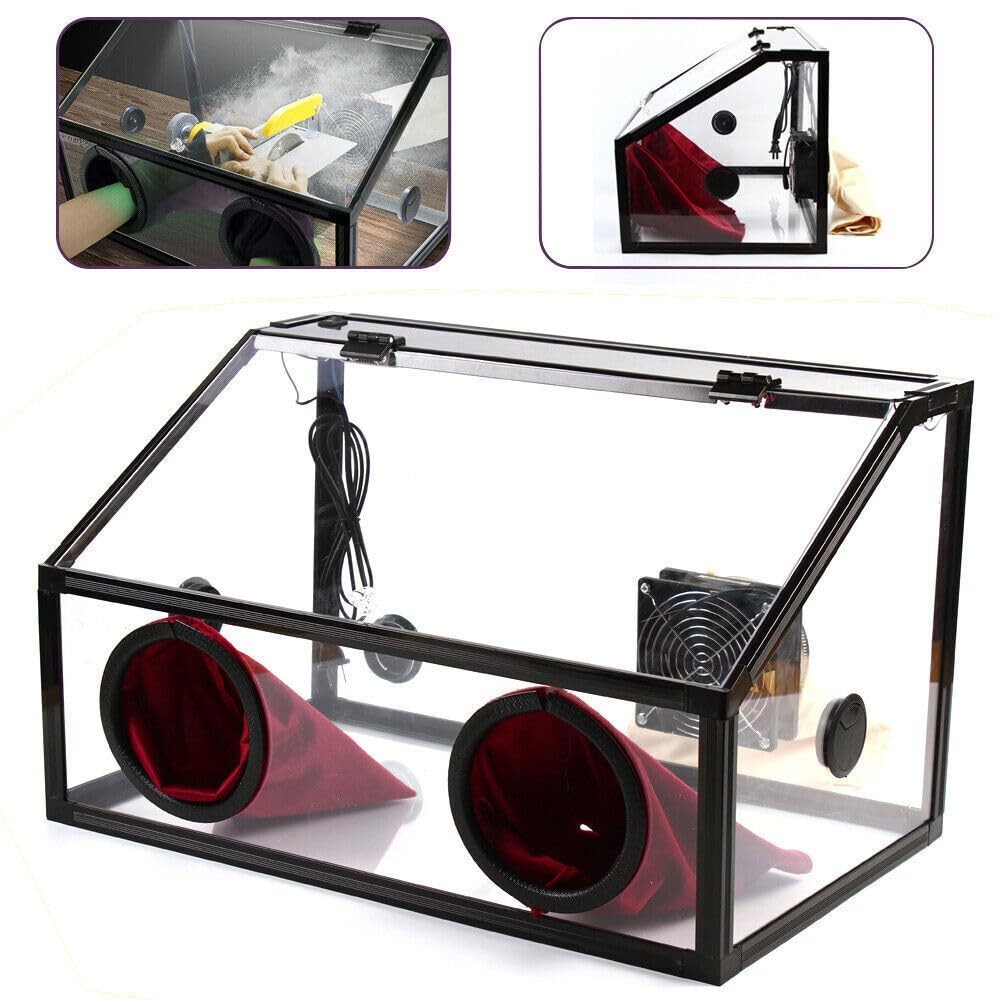 LYNICESHOP Fully Enclosed Electric Grinding Table Polisher, Dust Black Or Red