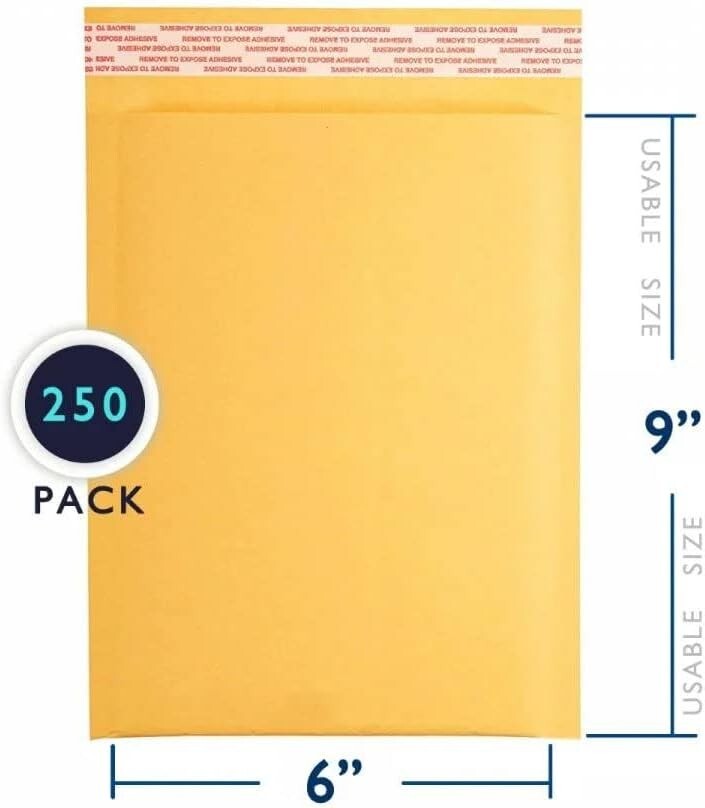 250 PC 6×10 Inches 250 Pack Kraft Bubble Mailers Yellow Padded Envelopes