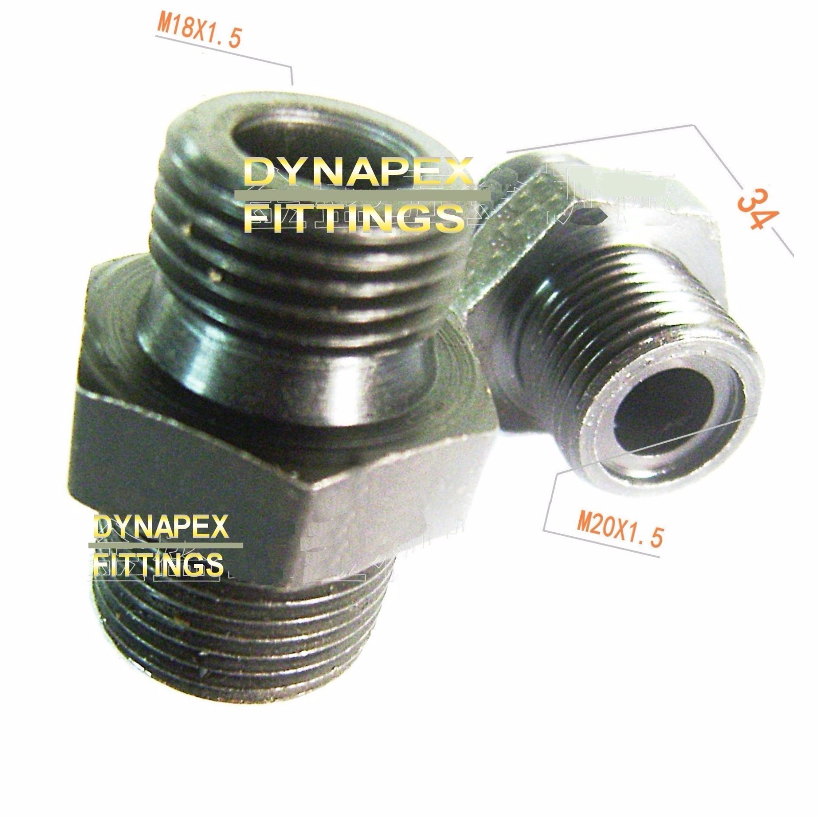 Hydraulic Fitting Metric M18 M18X1.5 to M20 M20X1.5 Male Adapter #F6