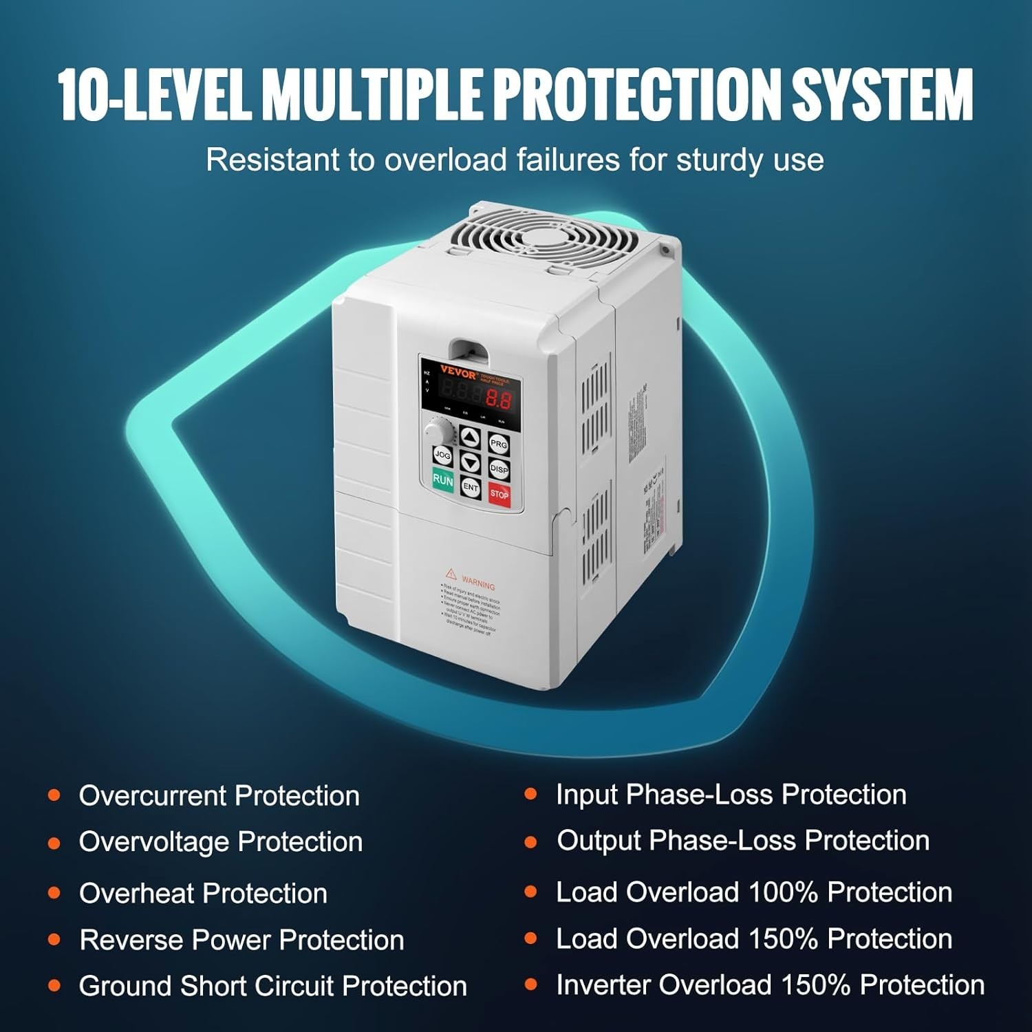 VFD 10HP, 7.5KW, 34A, 1 Phase 220V-240V Input to 3 Phase 220V-240V Output Var…