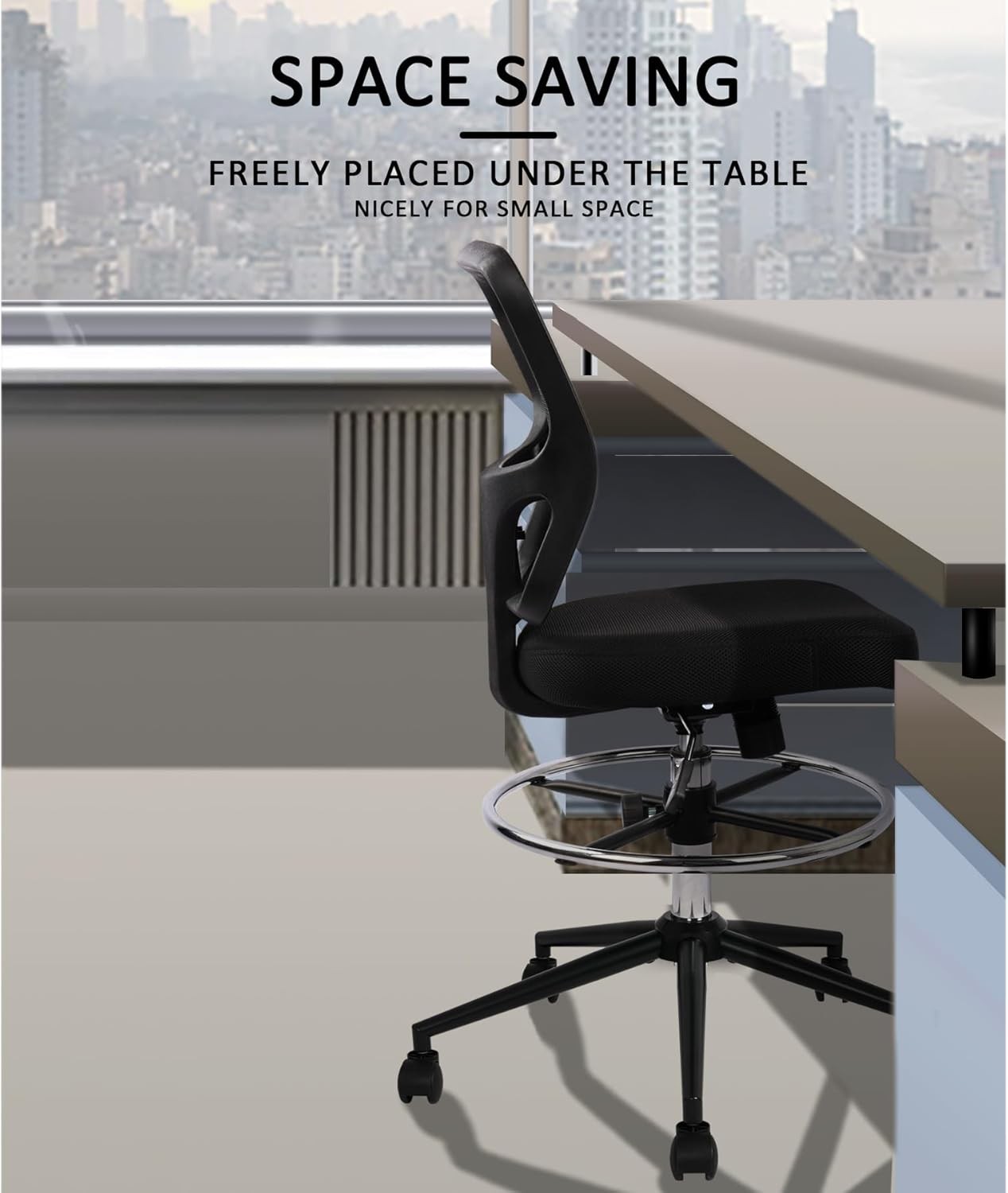 Hylone Adjustable High Back Office Chair – Ergonomic Drawing Stool in Black