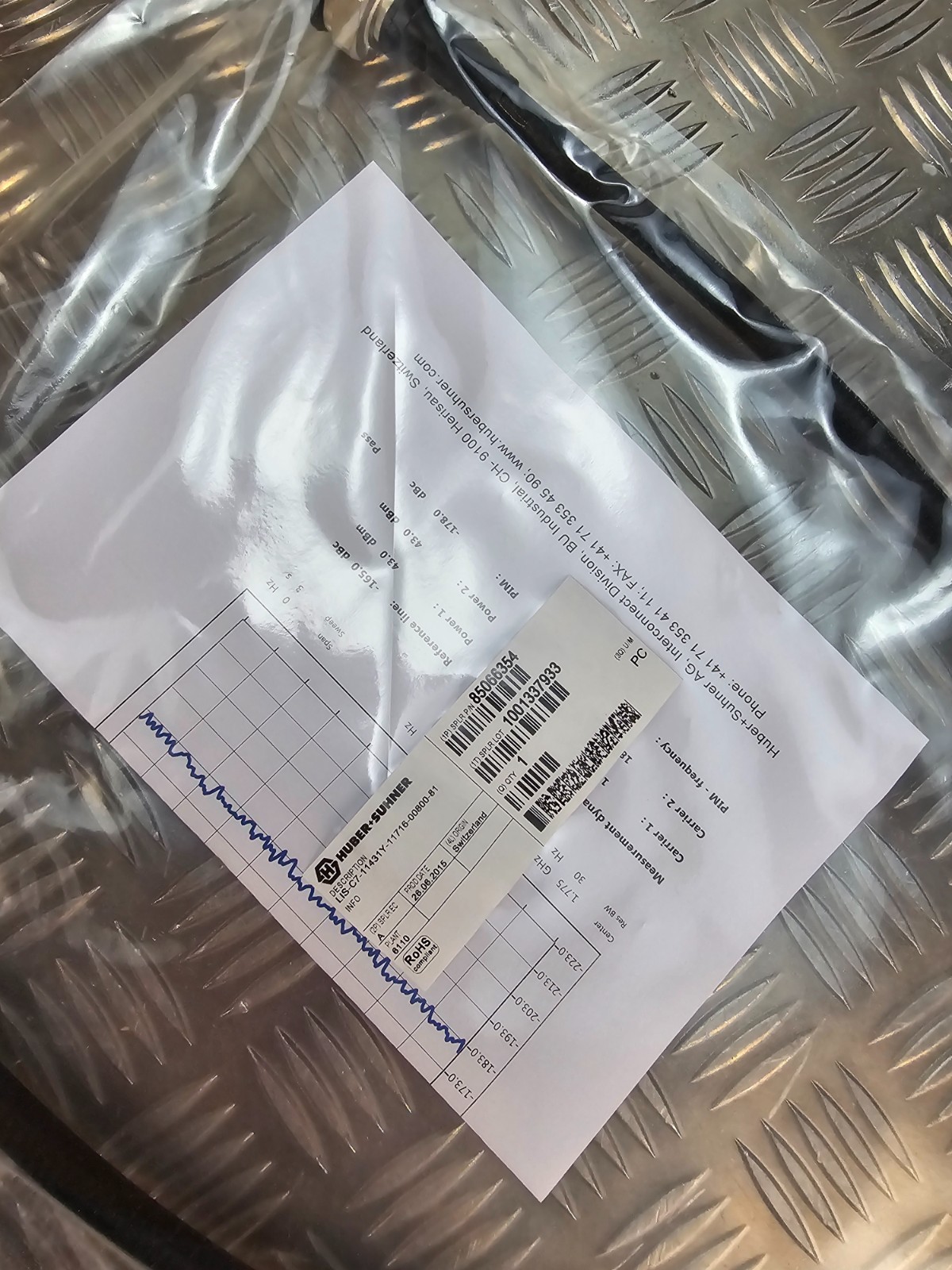 New Huber+Suhner Low PIM RF Cable 0.8m – Lot of 5