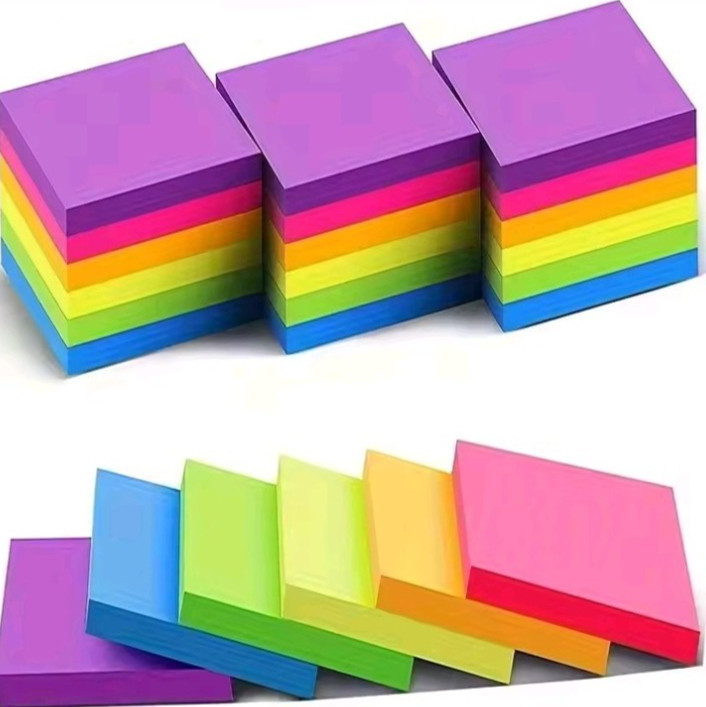 300PCS Colorful Sticky Notes Memo Pads Fluorescent Post-It Notes School Office