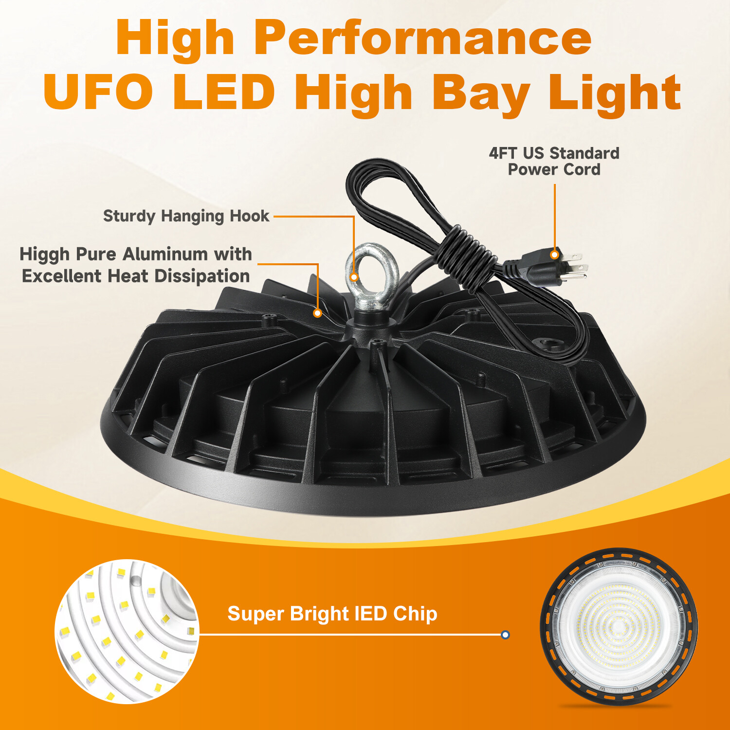 8 Pack 300W UFO Led High Bay Light Shop Warehouse Factory Commercial Industrial