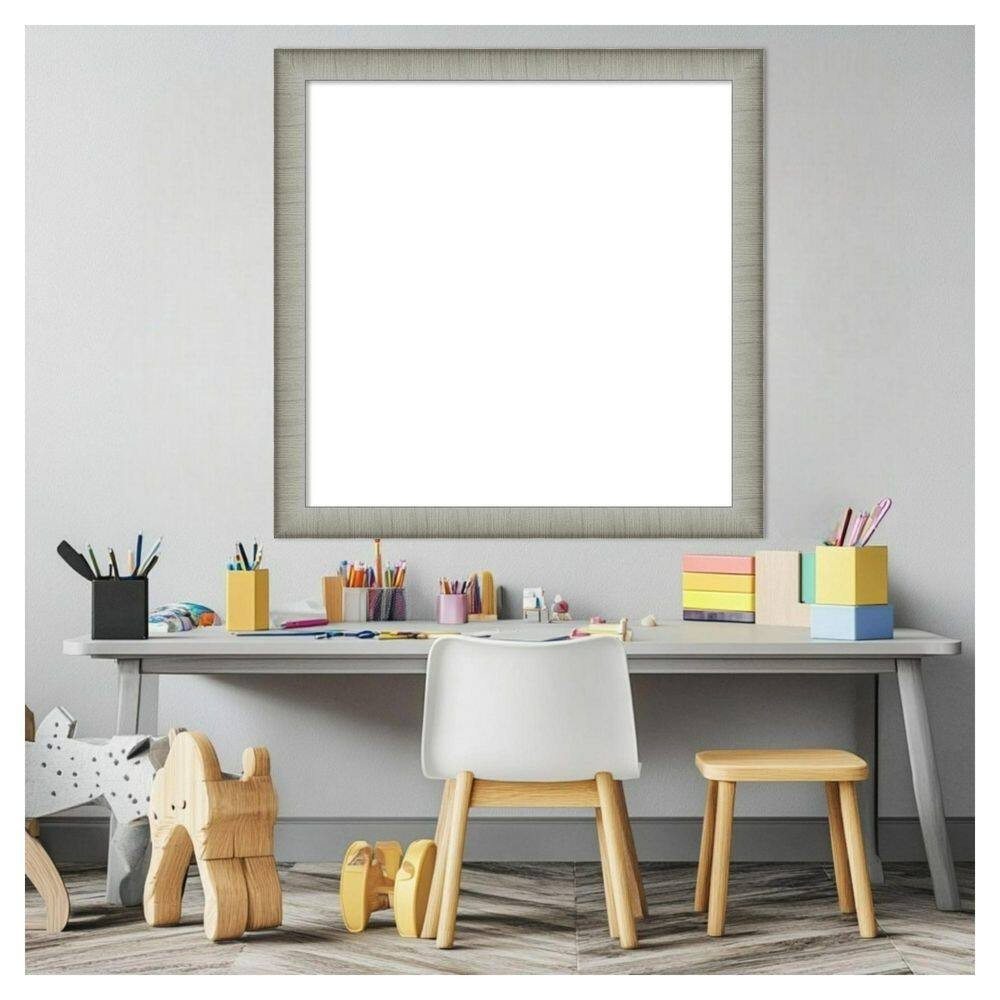 Elegant Brushed Narrow Pewter 27 In. X 27 In. Polystyrene Framed Dry Erase Magne