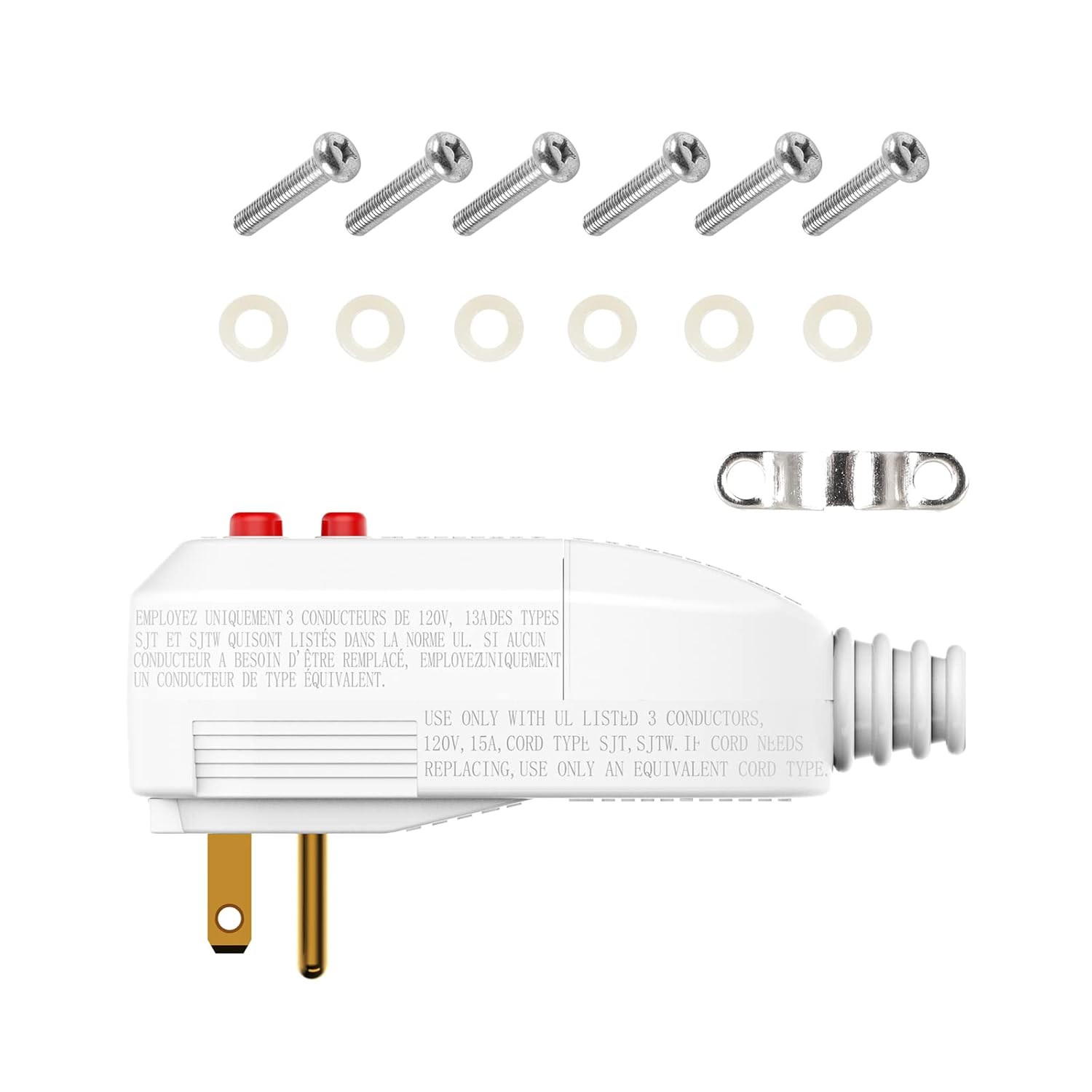GFCI Replacement Plug Assembly Auto Reset 15 Amp 3 Prongs, 5 Years Warranty, Gro
