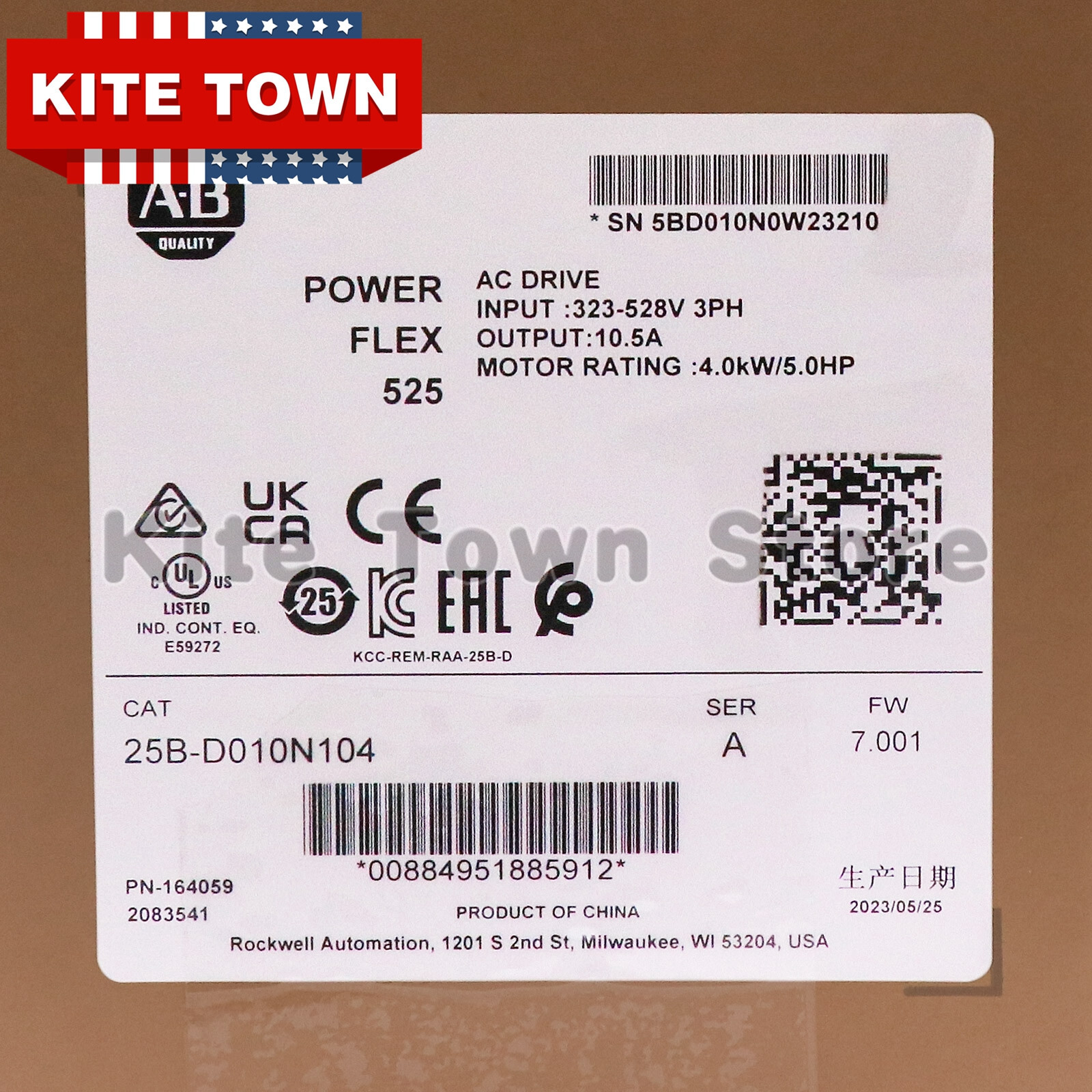 2023 New Sealed Genuine 25B-D010N104 PowerFlex 525 4kW 5Hp AC Drive
