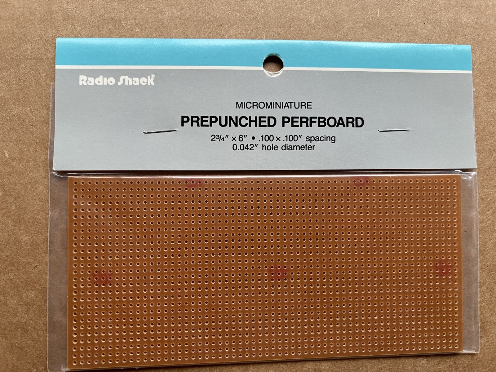 Radio Shack Microminiature 2 3/4 x 6″ Pre-Punched Perfboard – 276-1395